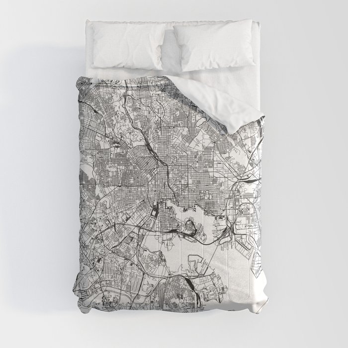 Baltimore White Map Comforter