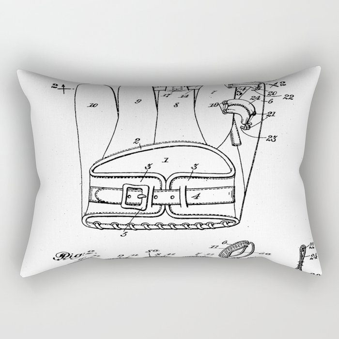 Baseball Glove Patent - Baseball Art - Black And White Rectangular Pillow