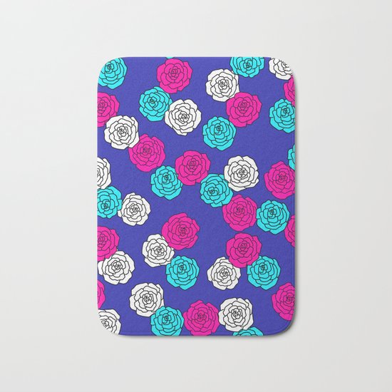 Pop Roses Pattern Bath Mat