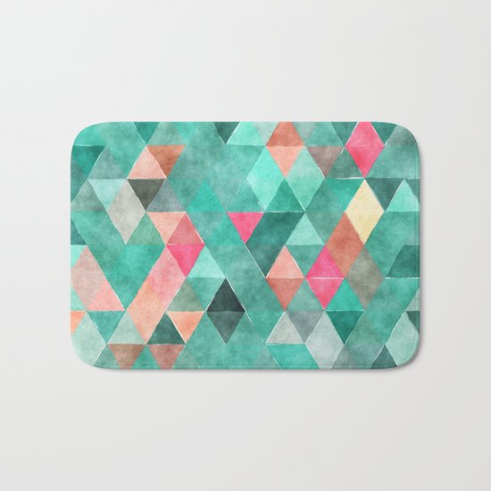 Retro Triangles Pattern 03 Bath Mat