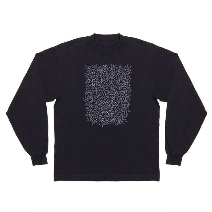 Silver & Periwinkle Berry Branches Long Sleeve T Shirt