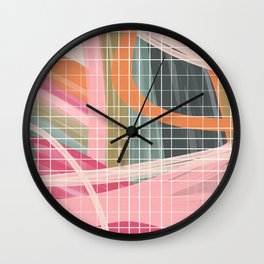 urban pastel grid color block print 1 Wall Clock