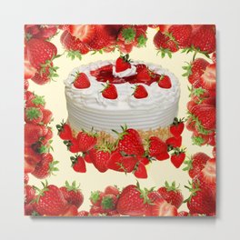 DELICIOUS STRAWBERRY  PARTY CAKE DESSERT Metal Print | Party, Red, Cakes, Strawberrydesserts, Deliciousdeserts, Digital Manipulation, Strawberies, Foodart, Pattern, Redberries 