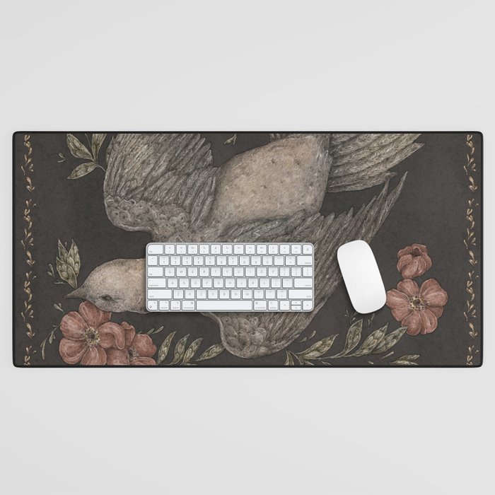 Dove and Flowers Desk Mat