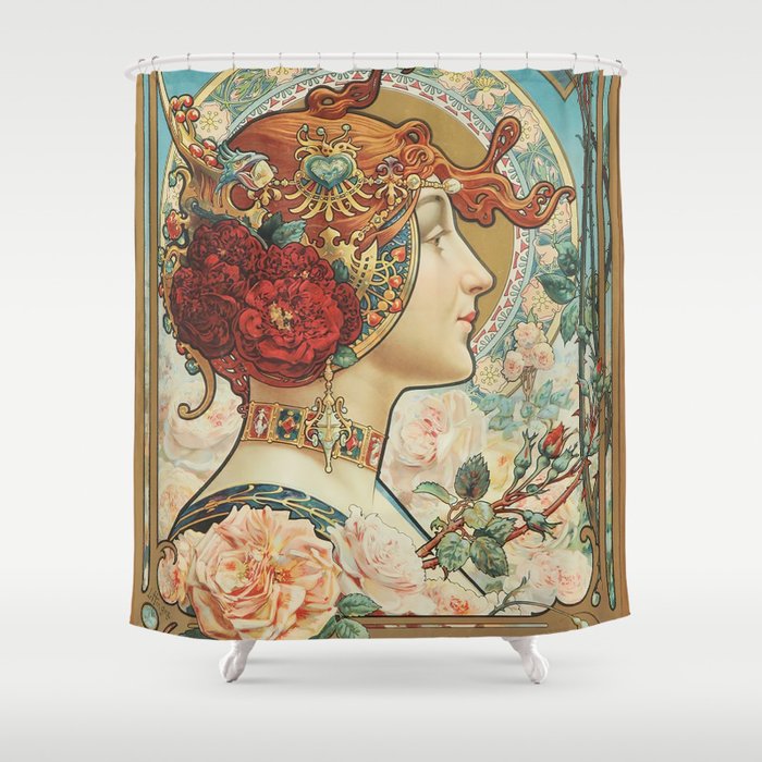 French Art Nouveau Woman Shower Curtain