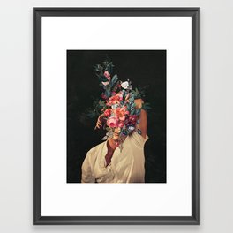 Roses Bloomed every time I Thought of You Framed Art Print | Collage, Flowers, Surrealism, Alone, Man, People, Dark, Red, Orange, Popart 