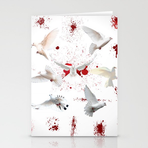 65 MCMLXV Cosplay Bloody White Doves of Peace Pattern Stationery Cards