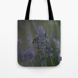 Honey Bees On Lavender Stalks Close Up Photography Tote Bag
