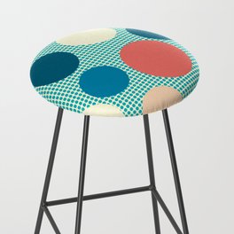 Mid Century Modern Simple Geometric Multi-coloured Dots Pattern - Red and blue Bar Stool