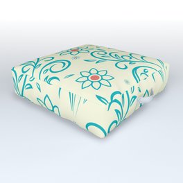 Duotone floral pattern_Cornsilk Outdoor Floor Cushion