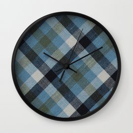 Blue gray plaid Wall Clock