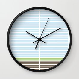 Modern Abstract Landscape Wall Clock | Pattern, Brown, Classic, Graphicdesign, Graphic, Landscape, Minimal, Contemporary, Geometric, Simple 
