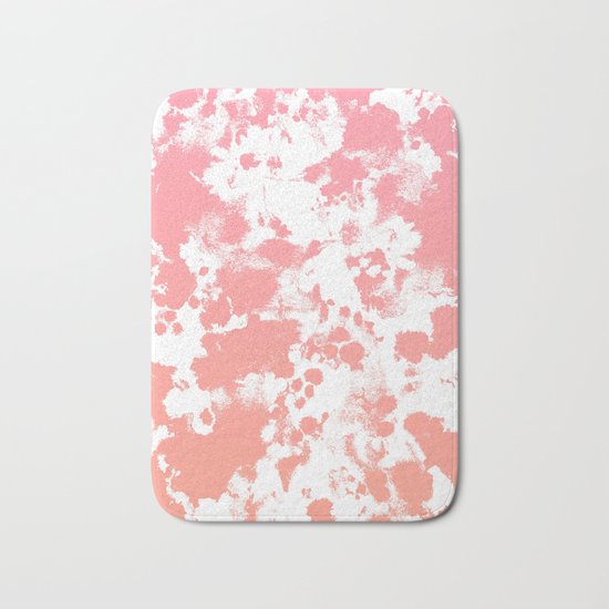 Breah - ombre peach pastel pink glow gender neutral baby nursery office decor Bath Mat