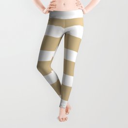 Brown Beige Stripes on White Background Leggings