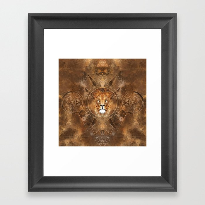 Lion Sacred Geometry Digital Art Framed Art Print