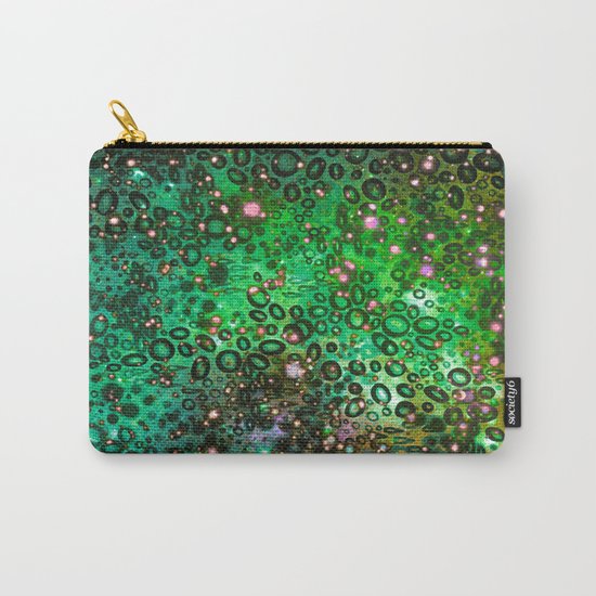 RAINBOW DOTTY OCEAN 3 Green Lime Ombre Space Galaxy Colorful Polka Dot Bubbles Abstract Painting Art Carry-All Pouch