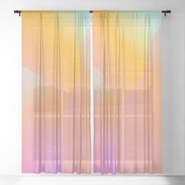 Gradient in Mint Pink and Orange Sheer Curtain