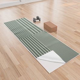 Stripes Pattern and Lines 14 in Sage Green Yoga Towel