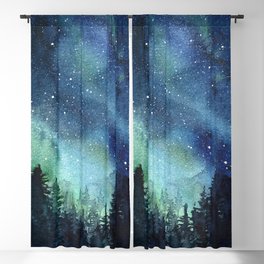 Galaxy Watercolor Aurora Borealis Painting Blackout Curtain