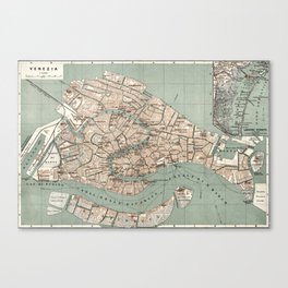 Venezia - 1886 vintage pictorial map  Canvas Print