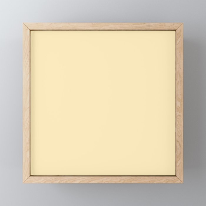 Lemon Honey Creme Pale Soft Yellow Solid Matte Colour Blocks Framed Mini Art Print