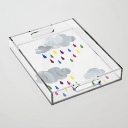 Rainbow Rain Clouds Acrylic Tray