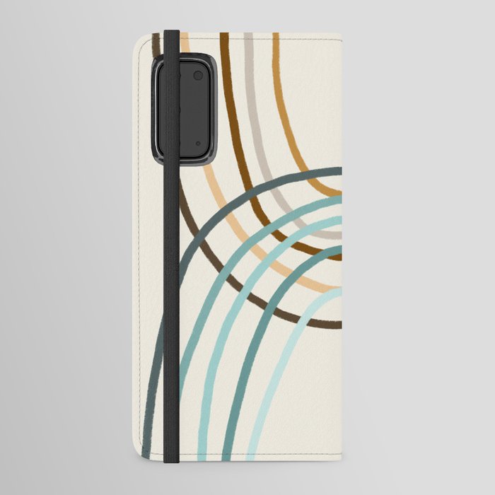 Crisscrossed Rainbows - Teal & Gold Android Wallet Case