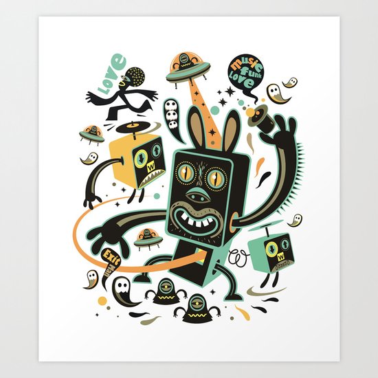 Little Black Magic Rabbit Art Print