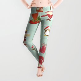 Christmas Elements Reindeer Design Pattern Leggings