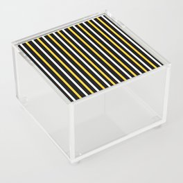 Yellow and white stripes on black background Acrylic Box
