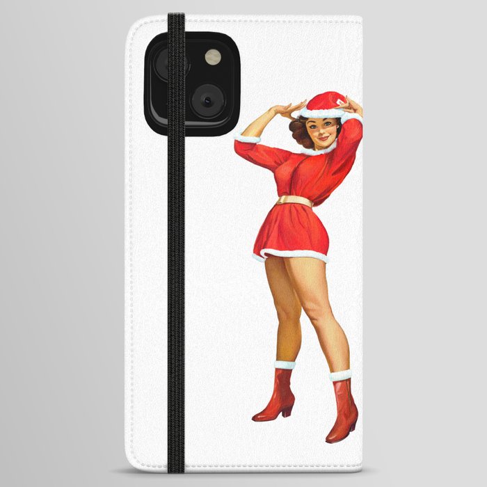 Vintage pin up - happy holidays iPhone Wallet Case