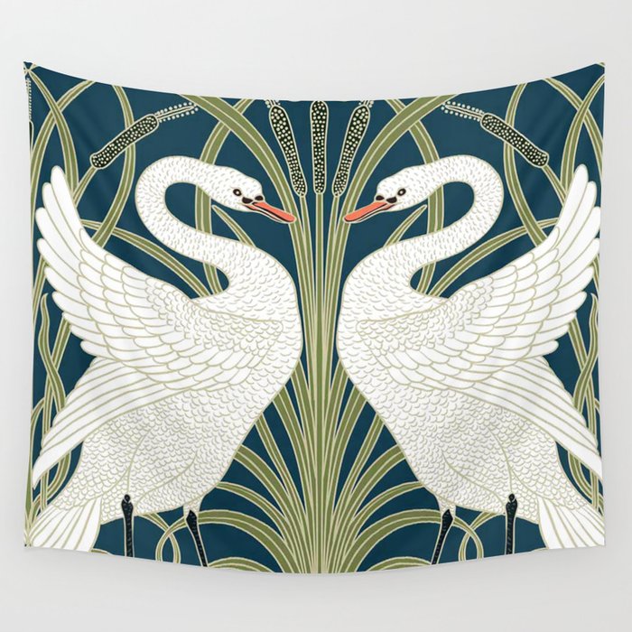 Swan Rush and Iris by Walter Crane Wall Tapestry