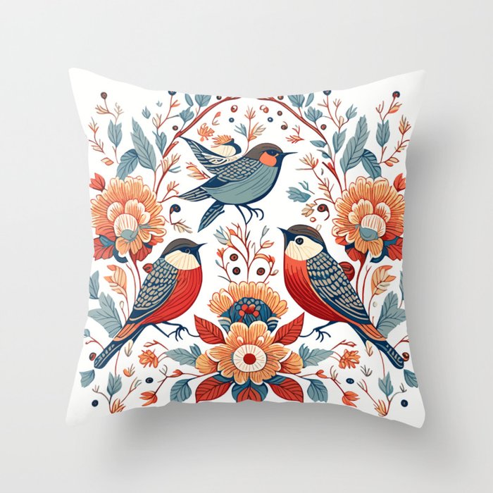 Birds Pattern Throw Pillow