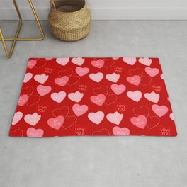Red Hearts Pattern Area & Throw Rug