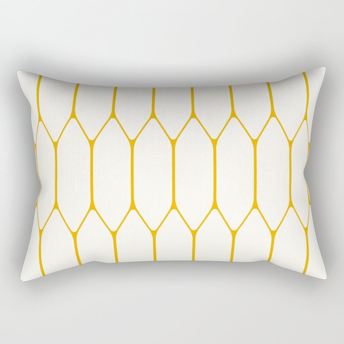 Long Honeycomb Geometric Tile Pattern in Mustard Orange and Cream Rectangular Pillow