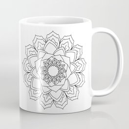 Mandala Flower, Black and White  Coffee Mug | Floral, Mandala, Monochromatic, Digital, Flower, Nature, Boho, Graphicdesign, Zen, Meditation 