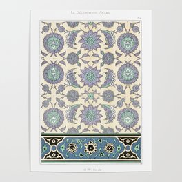 Arabic art pattern lilac and mint Poster