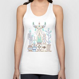 Santa Fe Garden – Turquoise & Brown Unisex Tank Top