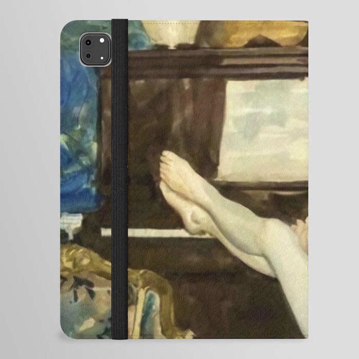 Nude playing at piano, blue music room female nude portrait painting by Frank Snapp iPad Folio Case