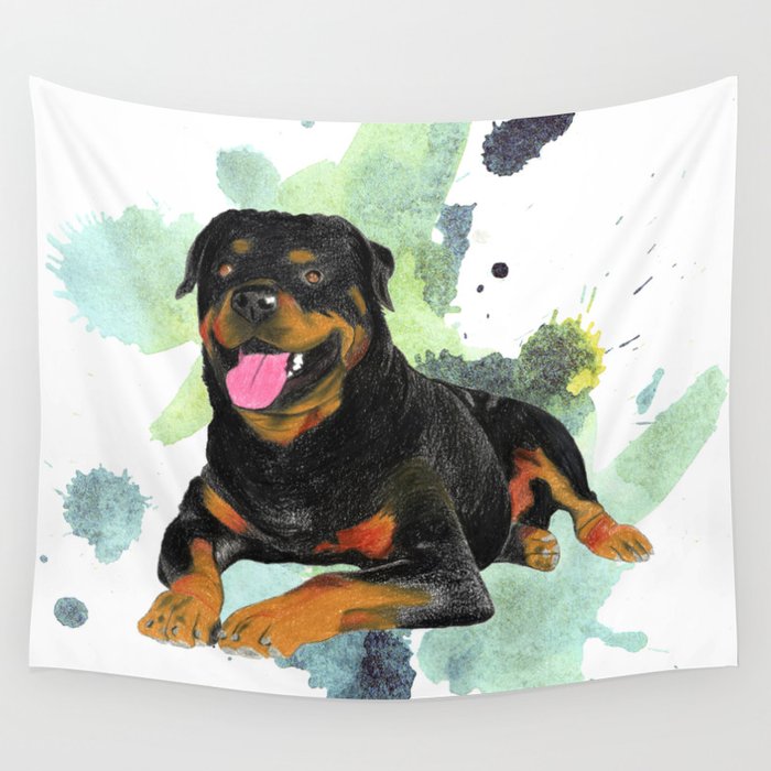 Rottweiler happy Wall Tapestry