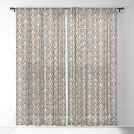 Gray beige geometry, textured fine grey and brown ornament. Sheer Curtain