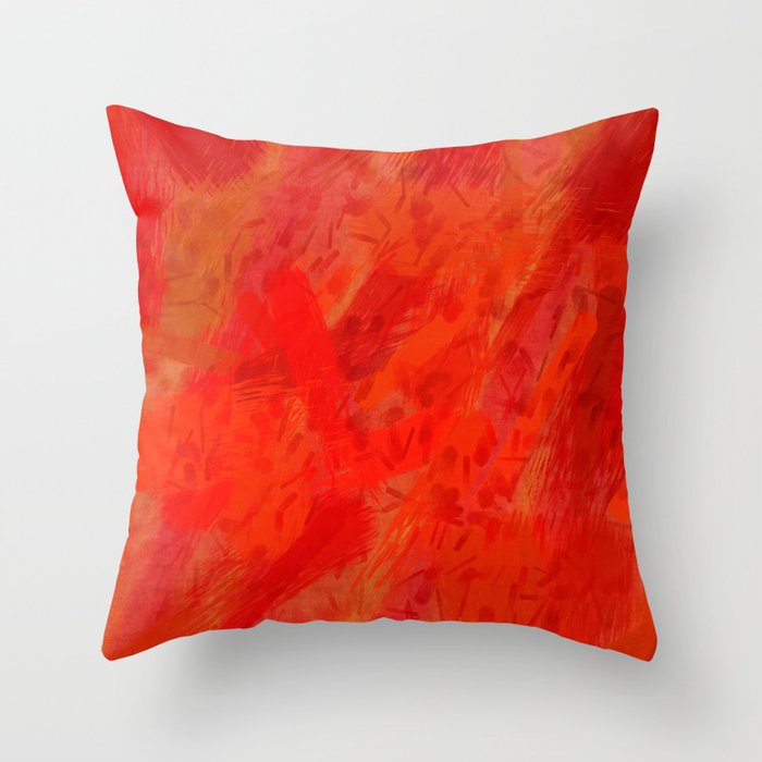 Hand drawn bright red orange Throw Pillow