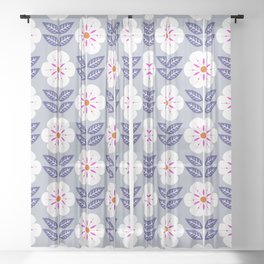 Mod Scandinavian flower pattern Sheer Curtain