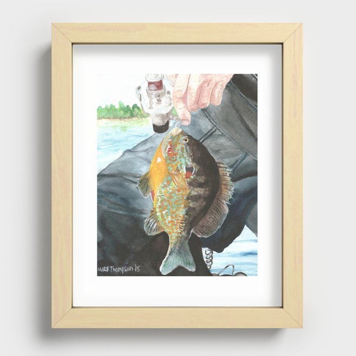 Fisherman with Bluegill Recessed Framed Print