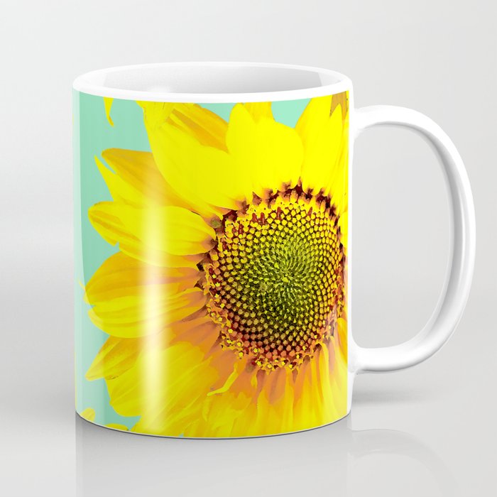 Sunflowers on a pastel green backgrond #decor #society6 #buyart Coffee Mug