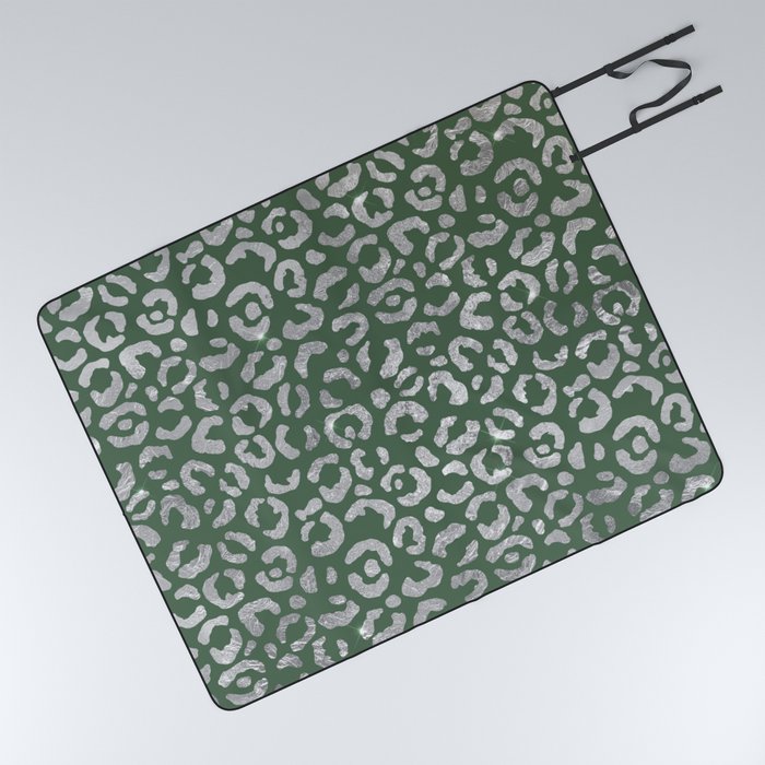 Green Glam Leopard Print 02 Picnic Blanket