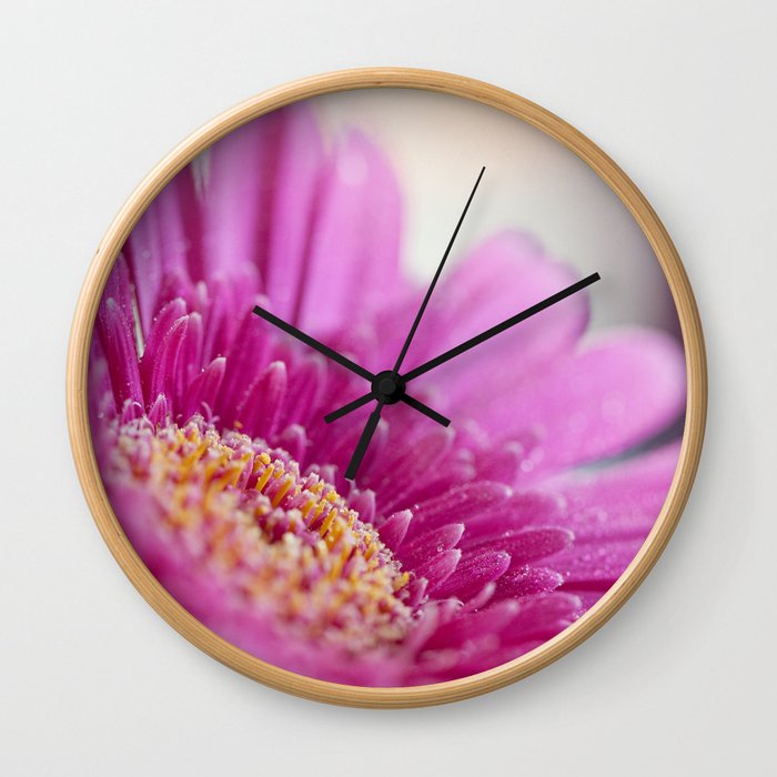 Pink Gerbera Flower Wall Clock