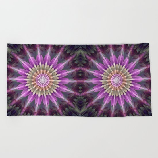 Bright shining fantasy flower Beach Towel