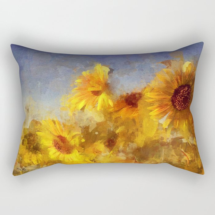 Painted Sunflowers Rectangular Pillow