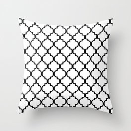 Moroccan Trellis (Black & White Pattern) Throw Pillow